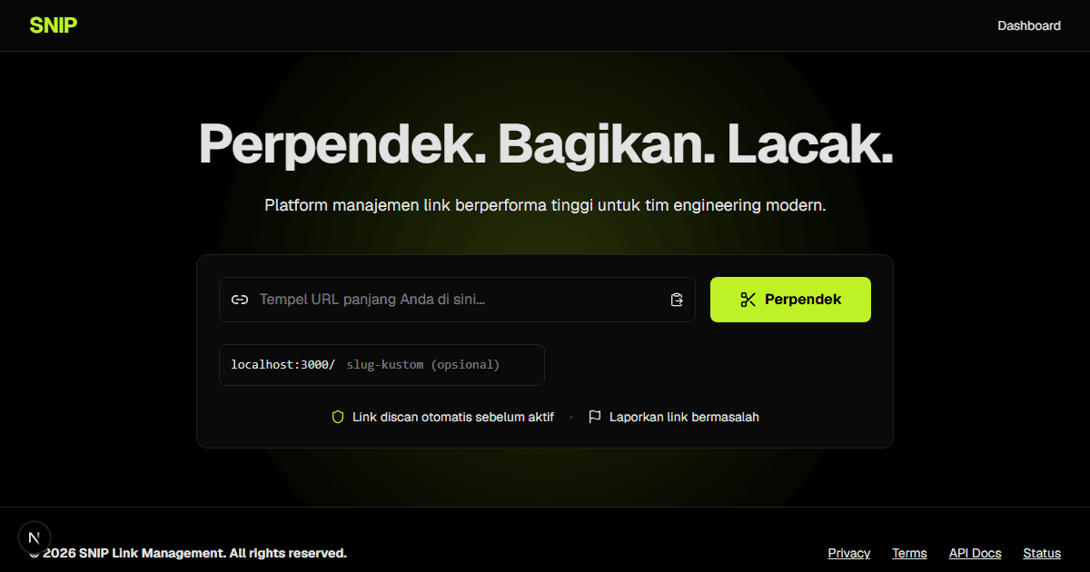 Snip — URL Shortener Aman dengan Analytics